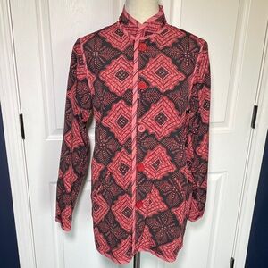 NWT Koos Of Course! Reversible Pink Patterned Long Sleeve Jacket Mock Neck Sz S